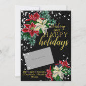 クリスマスポインセチア黒ギフトカードホルダー シーズンカード (正面)