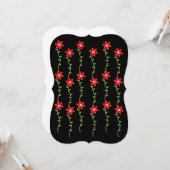 クリスマスポインセチア黒フラットグリーティングカード カード (正面/裏面インサイチュ)