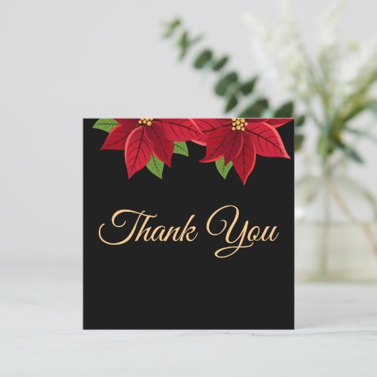 クリスマスポインセチア サンキューカード (スタンド正面)
