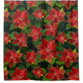 クリスマスポインセチア シャワーカーテン (正面)