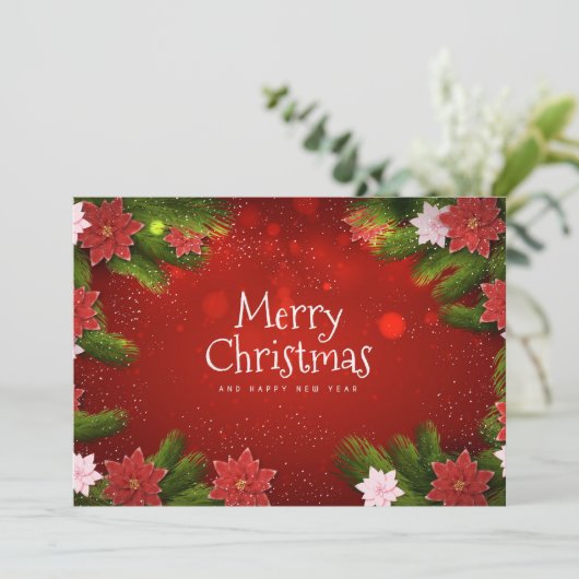 クリスマスポインセチア シーズンカード (スタンド正面)