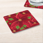 クリスマスポインセチア スクエアペーパーコースター (アングル)
