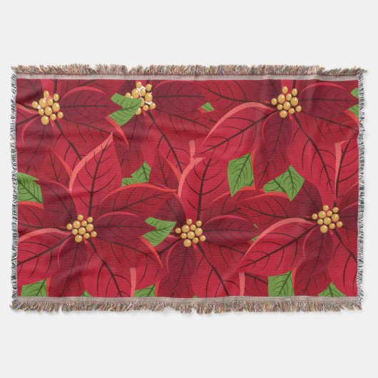 クリスマスポインセチア スローブランケット (正面)