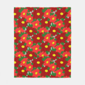 クリスマスポインセチア フリースブランケット (正面)