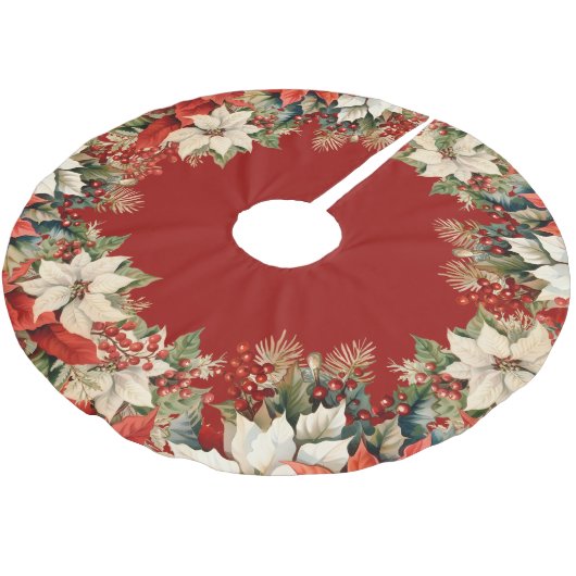 クリスマスポインセチア ブラッシュドポリエステルツリースカート (アングル)