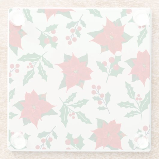 クリスマスポインセチア&ホリーフローラコースター ガラスコースター (裏面)