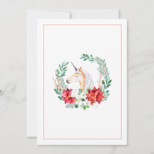 クリスマスポインセチア&ユニコーンリースパーティー招待状 招待状 (裏面)