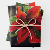 クリスマスポインセチア ラッピングペーパーシート (インサイチュ)