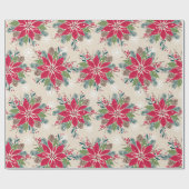 クリスマスポインセチア ラッピングペーパー (フラット)