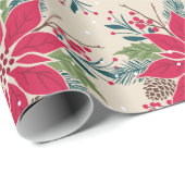 クリスマスポインセチア ラッピングペーパー (ロールコーナー)