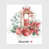クリスマスポインセチア、ランタン、りんごブーケ シール (シート)