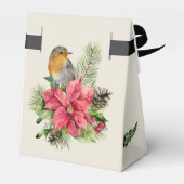 クリスマスポインセチア、ロビン、松、コーン、ホリー フェイバーボックス (裏面サイド)