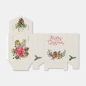 クリスマスポインセチア、ロビン、松、コーン、ホリー フェイバーボックス (折り畳みなし)