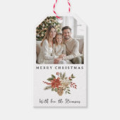クリスマスポインセチア 写真 ホリデー ギフトタグ (正面)