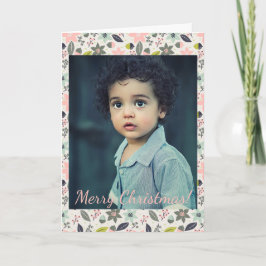 クリスマスポインセチアacornsグレーアクアライム写真 ノートカード