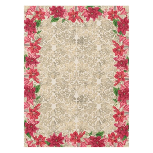 クリスマスポインセチアAmaryllis Tableloth テーブルクロス (正面)