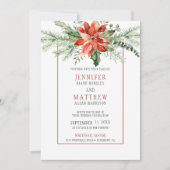 クリスマスポインセチアEvergreensガーランド結婚ズ | 招待状 (正面)