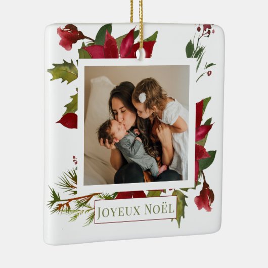 クリスマスポインセチアJoyeux Noelホリデーフォト セラミックオーナメント (右)