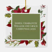 クリスマスポインセチアJoyeux Noelホリデーフォト セラミックオーナメント (裏面)