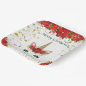 クリスマスポインセチアUnicornと緑のフォントパーティー ペーパープレート (傾斜あり)