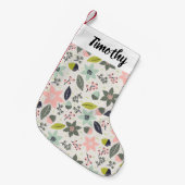 クリスマスポインセティアどんズグレーアクアライムグリーン スモールクリスマスストッキング (正面 (吊り時))