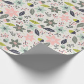 クリスマスポインセティアどんズグレーアクアライムグリーン ラッピングペーパー (角)