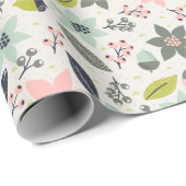 クリスマスポインセティアどんズグレーアクアライムグリーン ラッピングペーパー (ロールコーナー)