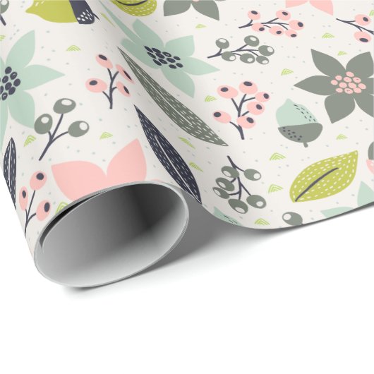 クリスマスポインセティアどんズグレーアクアライムグリーン ラッピングペーパー (ロールコーナー)