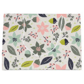 クリスマスポインセティアどんズグレーアクアライムグリーン ラージペーパーバッグ (正面)