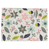 クリスマスポインセティアどんズグレーアクアライムグリーン ラージペーパーバッグ (裏面)