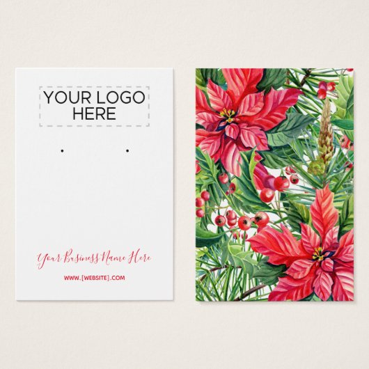 クリスマスポインセティアイヤリングディスプレイカード (正面&裏面)