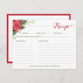 クリスマスポインセティアウィンターブライダルシャワーレシピ エンクロージャーカード (正面/裏面)