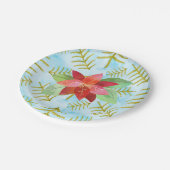 クリスマスポインセティアウォーターカラーフローラホリデイ ペーパープレート (アングル)