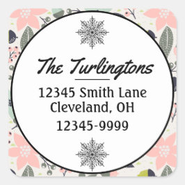 クリスマスポインセティアコーンズグレー差出人住所 スクエアシール