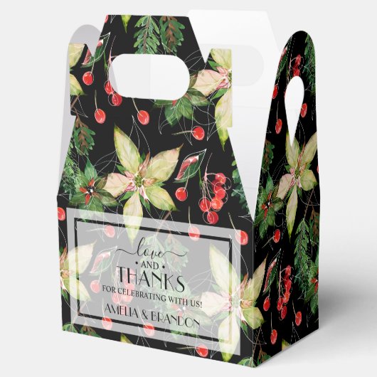 クリスマスポインセティアスとブラックの果実 フェイバーボックス (オープン)