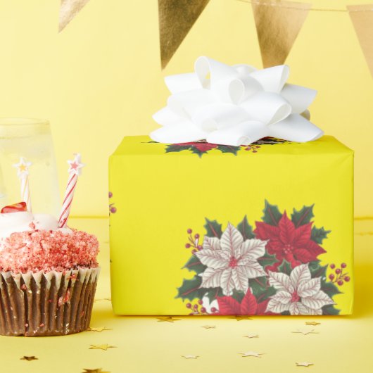 クリスマスポインセティアスギフトラップホリデーラップ ラッピングペーパー (誕生日パーティー)