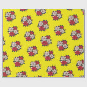 クリスマスポインセティアスギフトラップホリデーラップ ラッピングペーパー (フラット)