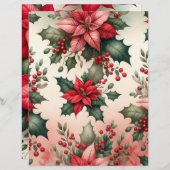 クリスマスポインセティアスクラップブック紙 (正面/裏面)