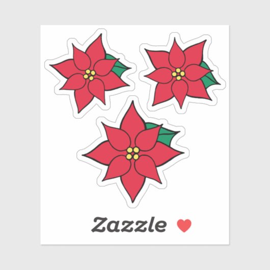 クリスマスポインセティアスステッカー シール (シート)