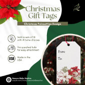 クリスマスポインセティアスデザインギフトラベル ギフトタグ