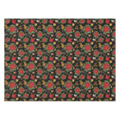 クリスマスポインセティアスベルズアコーズパインコーン テーブルクロス (正面(横))