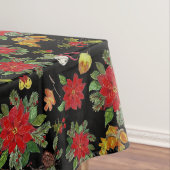 クリスマスポインセティアスベルズアコーズパインコーン テーブルクロス (インサイチュ)