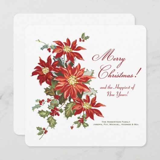 クリスマスポインセティアスホリデイカード シーズンカード (正面/裏面)