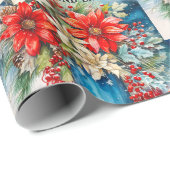 クリスマスポインセティアスママとパパカスタム文字 ラッピングペーパー (ロールコーナー)