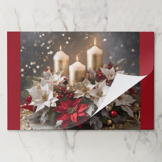 クリスマスポインセティアスランチョンマット大25枚 ペーパーパッド (折り畳み)