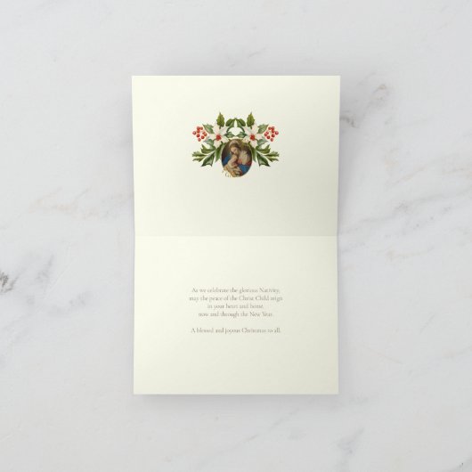 クリスマスポインセティアスロザリオヴァージンメアリーイエス シーズンカード (内部)