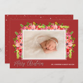 クリスマスポインセティアス写真 シーズンカード (正面/裏面)