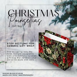 クリスマスポインセティアス抱き枕 ラージペーパーバッグ