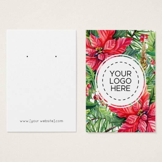 クリスマスポインセティアス花イヤリングディスプレイカード (正面&裏面)