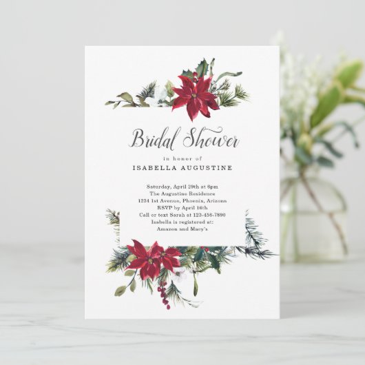 クリスマスポインセティアフローラブライダルシャワー 招待状 (スタンド正面)